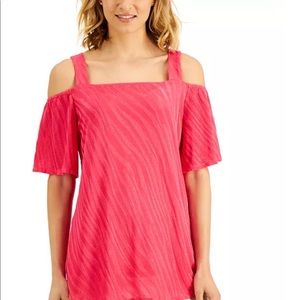 JM Collection Cold-Shoulder Top New With Tag Size S Color Pink.